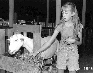 Girl with ferret and goat