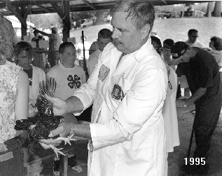 Judge inspection of a chicken