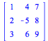 array( 1 .. 3, 1 .. 3, [( 2, 1 ) = 2, ( 1, 1 ) = 1, ( 1, 2 ) = 4, ( 1, 3 ) = 7, ( 3, 1 ) = 3, ( 2, 3 ) = 8, ( 3, 2 ) = 6, ( 3, 3 ) = 9, ( 2, 2 ) = -5 ] )