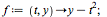 `:=`(f, proc (t, y) options operator, arrow; `+`(y, `-`(`*`(`^`(t, 2)))) end proc); 1