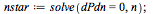 `:=`(nstar, solve(dPdn = 0, n)); 1
