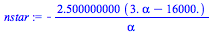 `+`(`-`(`/`(`*`(2.500000000, `*`(`+`(`*`(3., `*`(alpha)), `-`(16000.)))), `*`(alpha))))